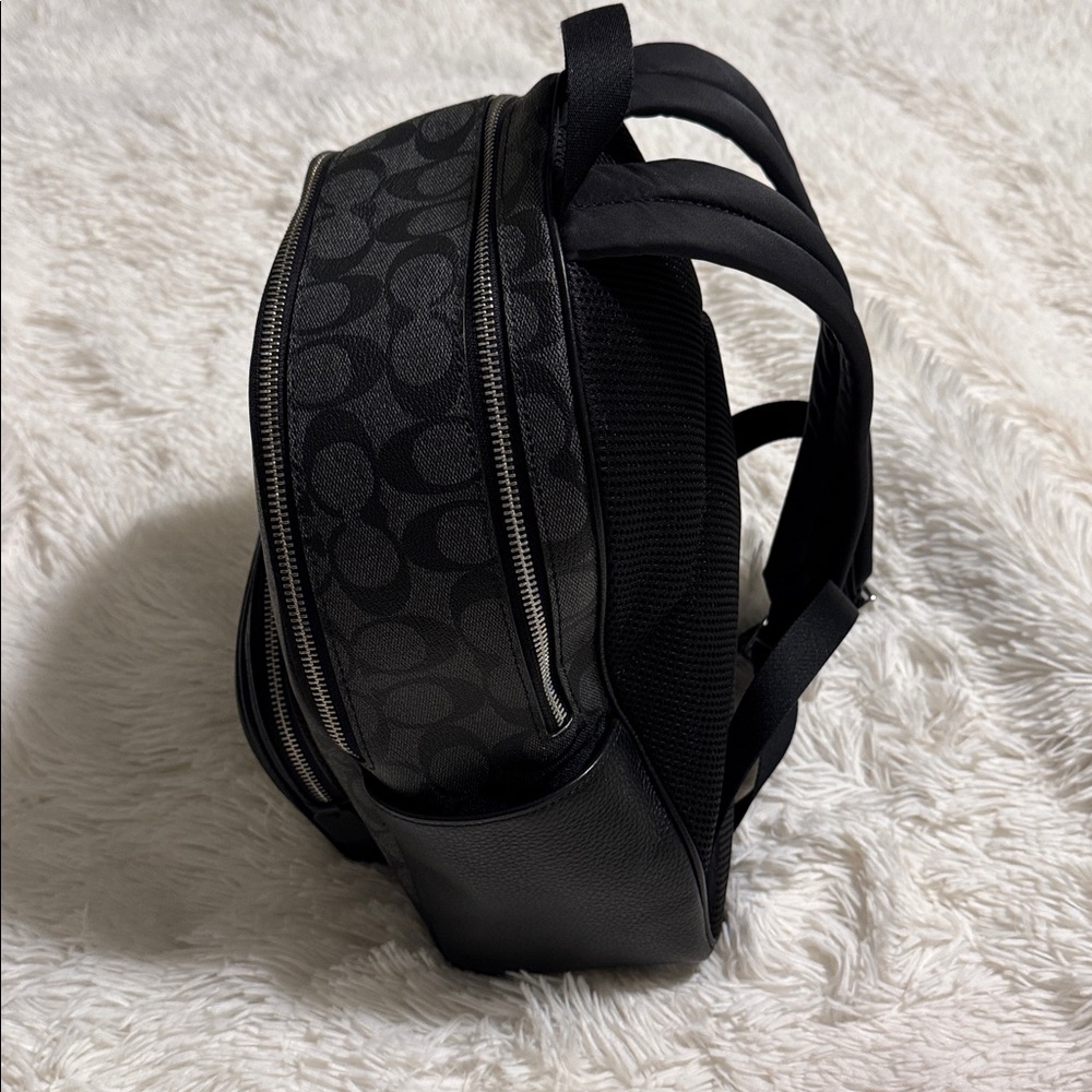 Coach Charcoal and Black Patterned Court Backpack In Signature Canvas - Picture 10 of 16